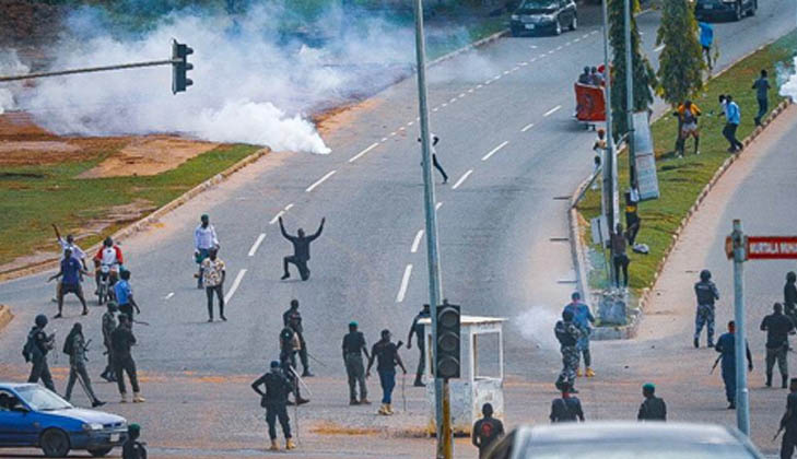 JUST IN: Police Disperse Pro-Natasha Protesters With Tear Gas In Abuja Abuja protest